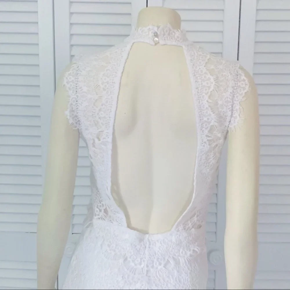 Free People Daydream White Lace Slip Mini Dress Medium